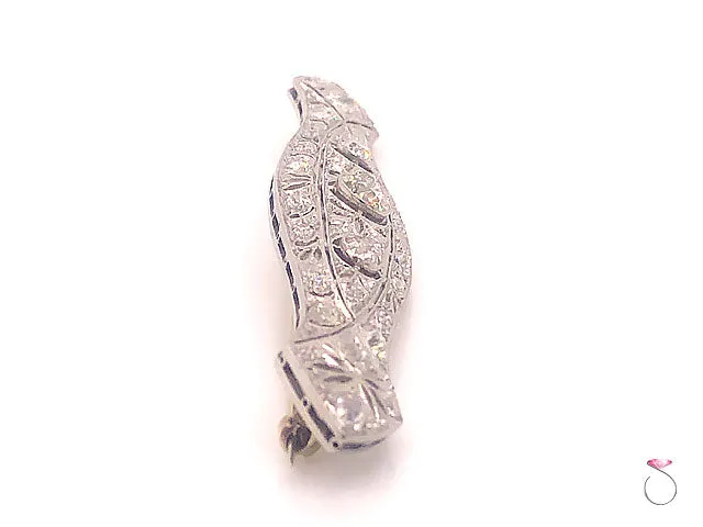 Art Deco Diamond Brooch in Platinum, 3.10 Carats
