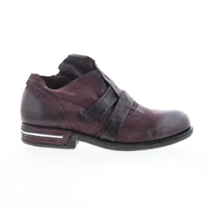 A.S. 98 Tarek Womens Burgundy Leather Zipper Loafer Flats Shoes