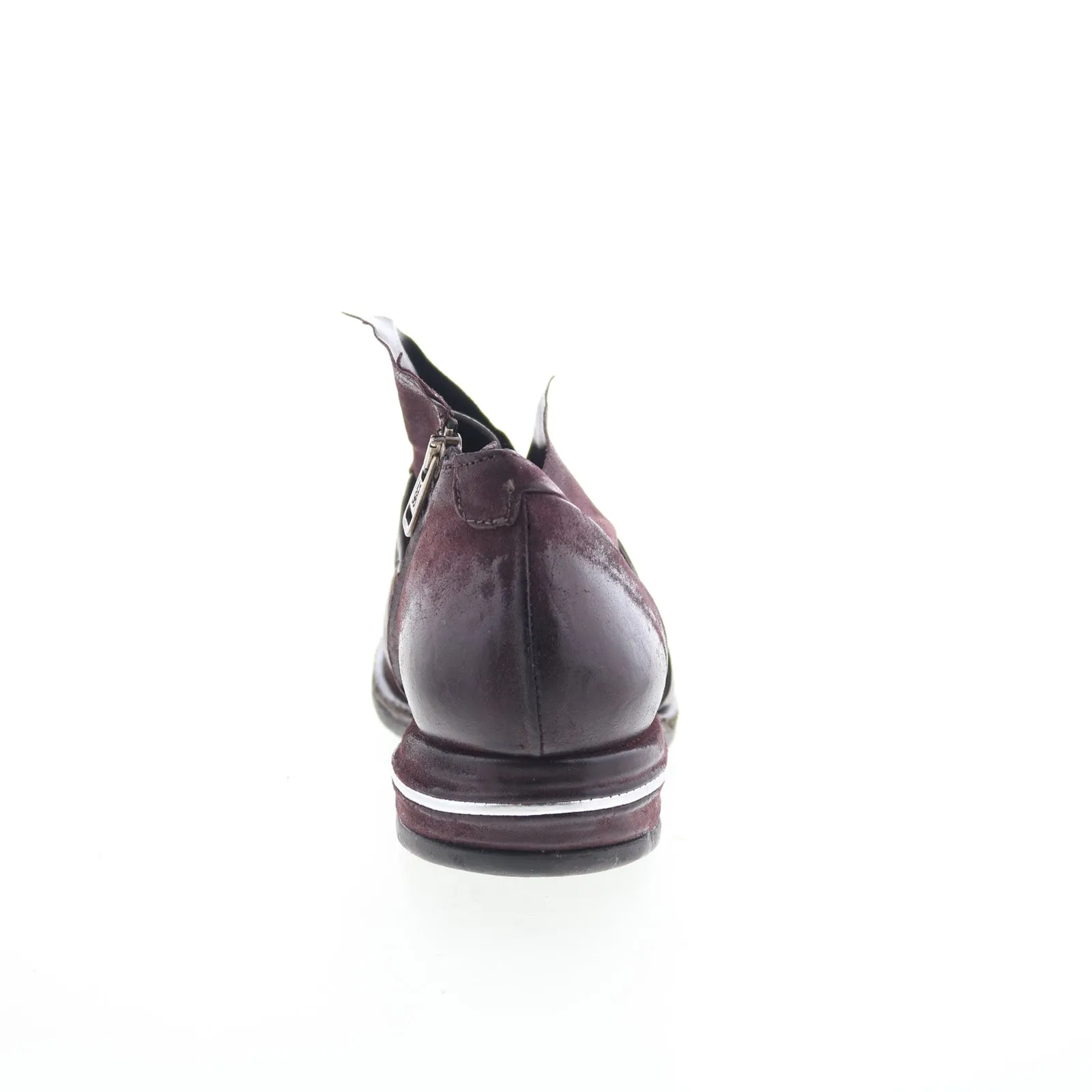 A.S. 98 Tarek Womens Burgundy Leather Zipper Loafer Flats Shoes