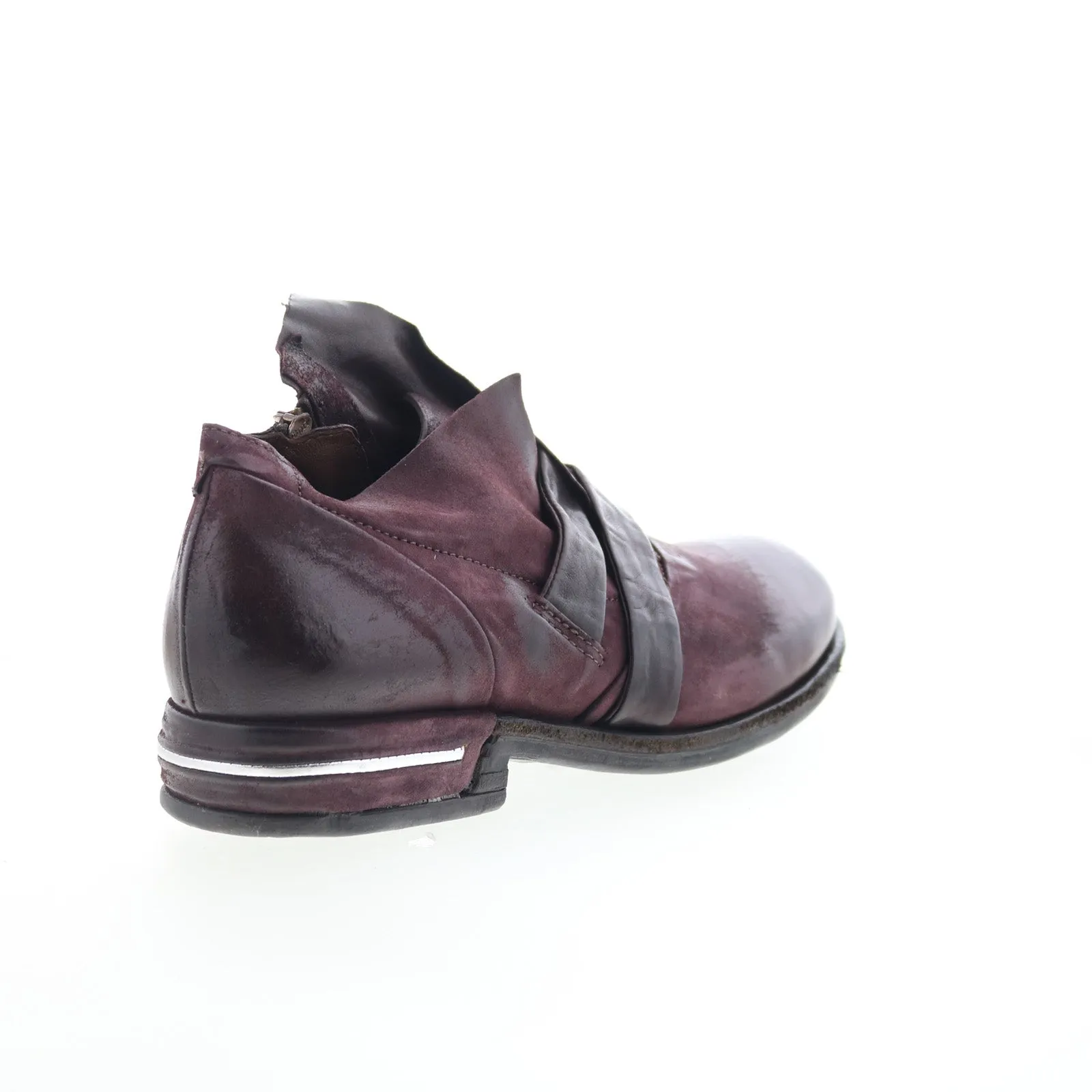 A.S. 98 Tarek Womens Burgundy Leather Zipper Loafer Flats Shoes