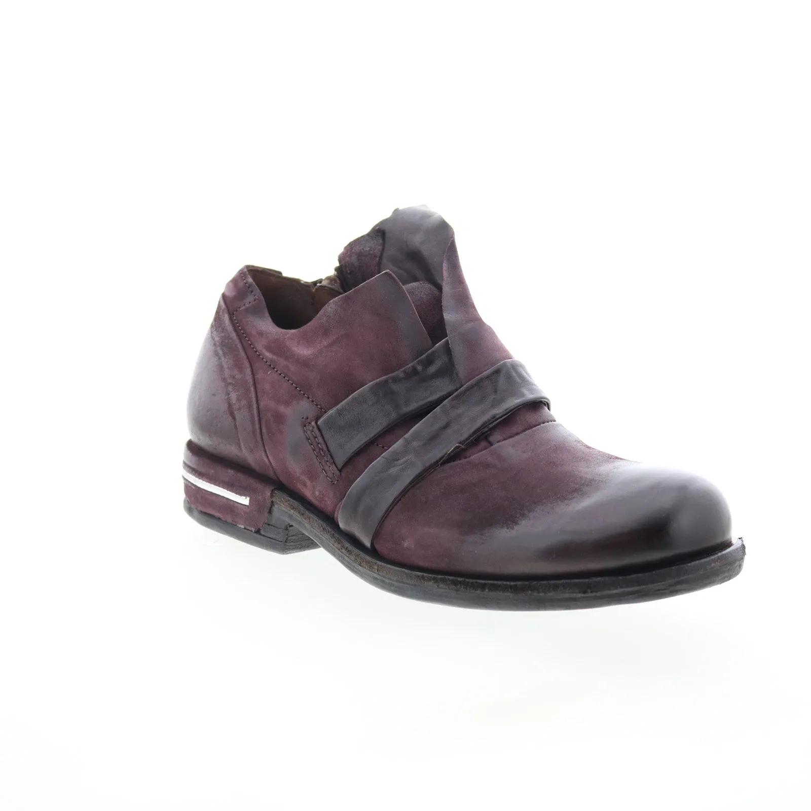 A.S. 98 Tarek Womens Burgundy Leather Zipper Loafer Flats Shoes