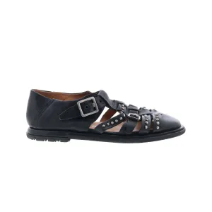 A.S. 98 Thorpe Womens Black Leather Hook & Loop Loafer Flats Shoes
