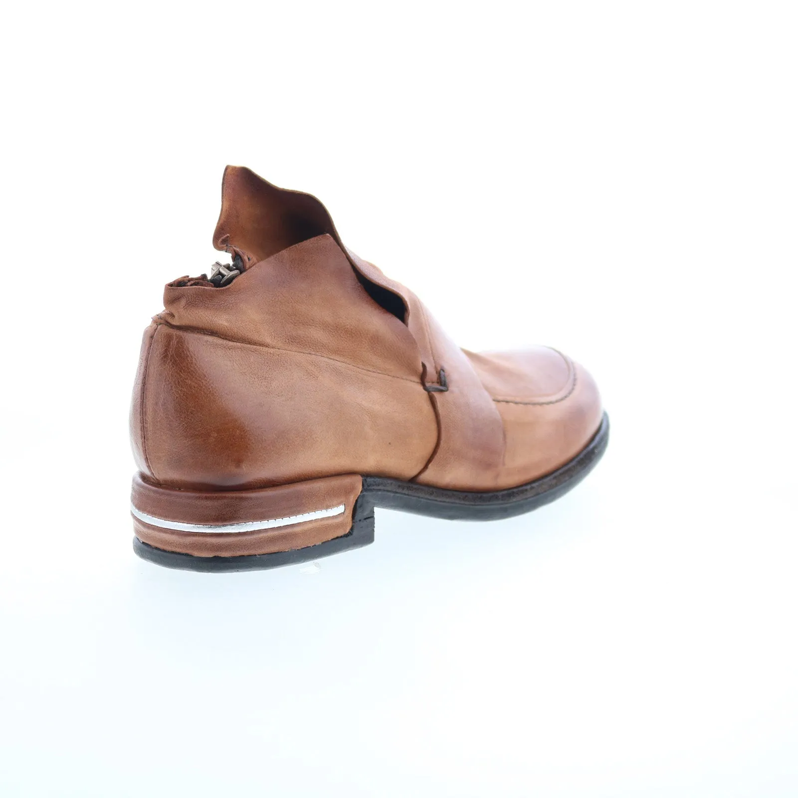 A.S. 98 Tilden Womens Brown Leather Zipper Loafer Flats Shoes