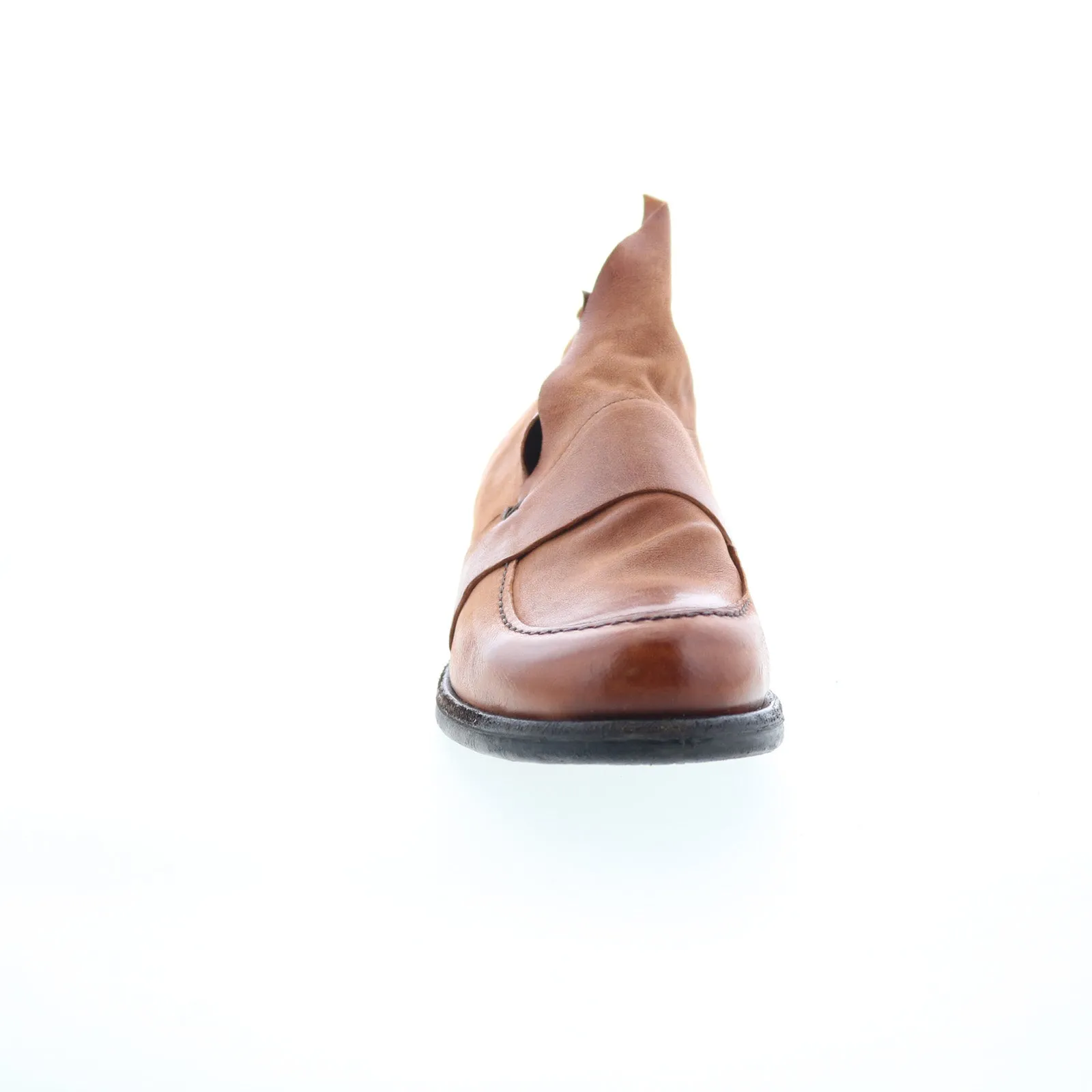A.S. 98 Tilden Womens Brown Leather Zipper Loafer Flats Shoes