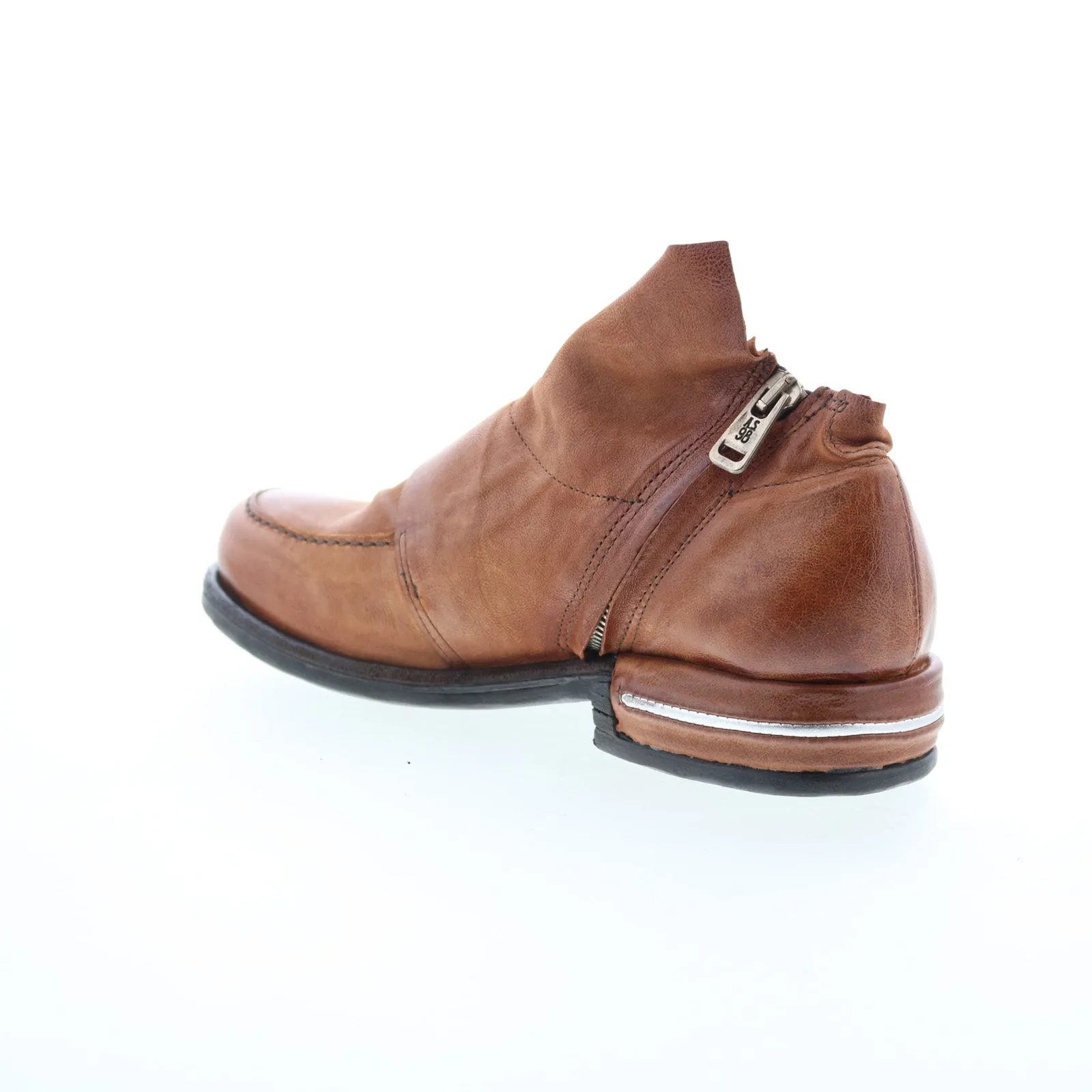 A.S. 98 Tilden Womens Brown Leather Zipper Loafer Flats Shoes
