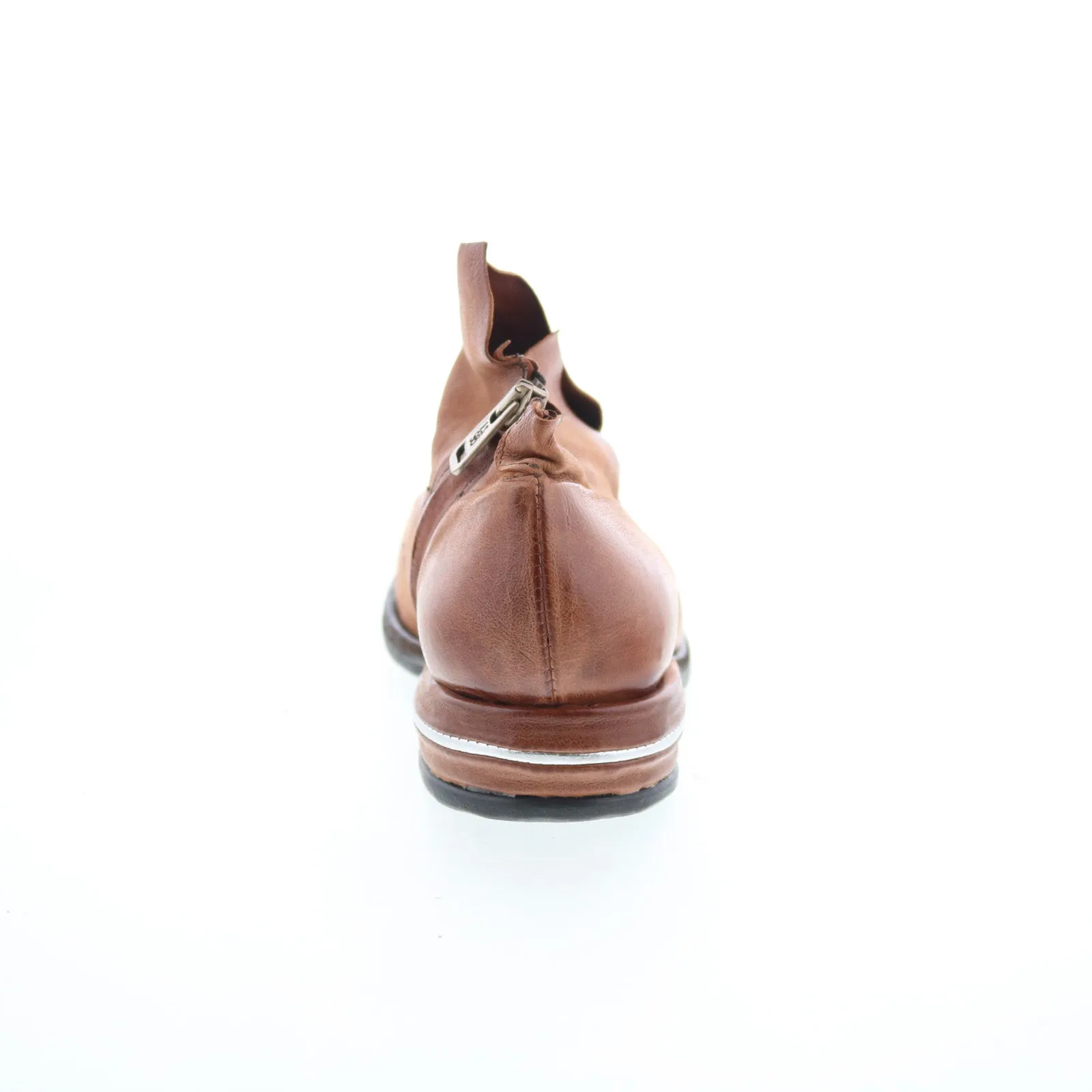 A.S. 98 Tilden Womens Brown Leather Zipper Loafer Flats Shoes