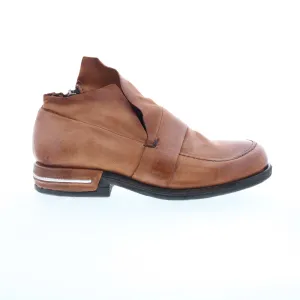 A.S. 98 Tilden Womens Brown Leather Zipper Loafer Flats Shoes