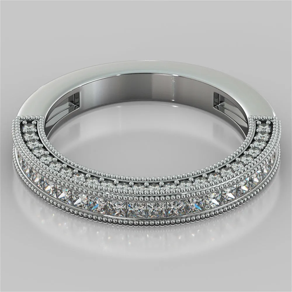 Asscher Cut Cathedral Style Two-Tier Pavé Halo Wedding Set