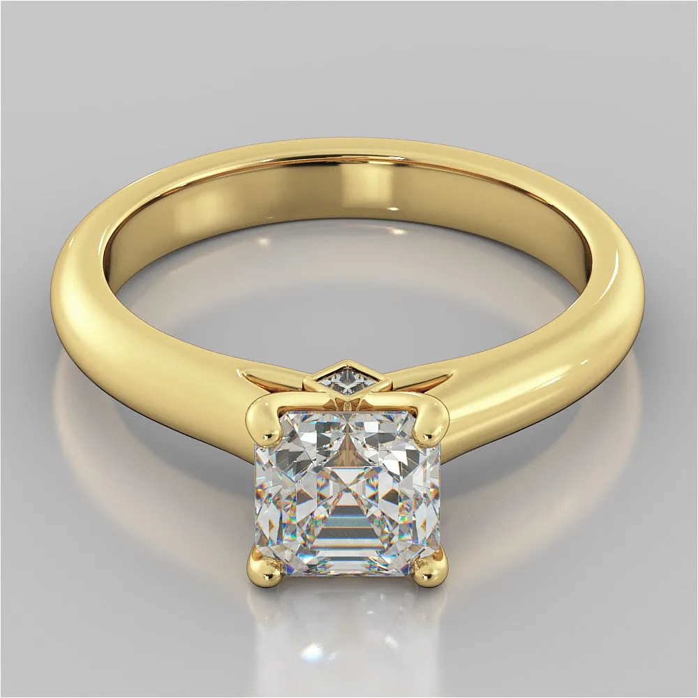 Asscher Cut Cathedral Wedding Set With 2 Matching Bands