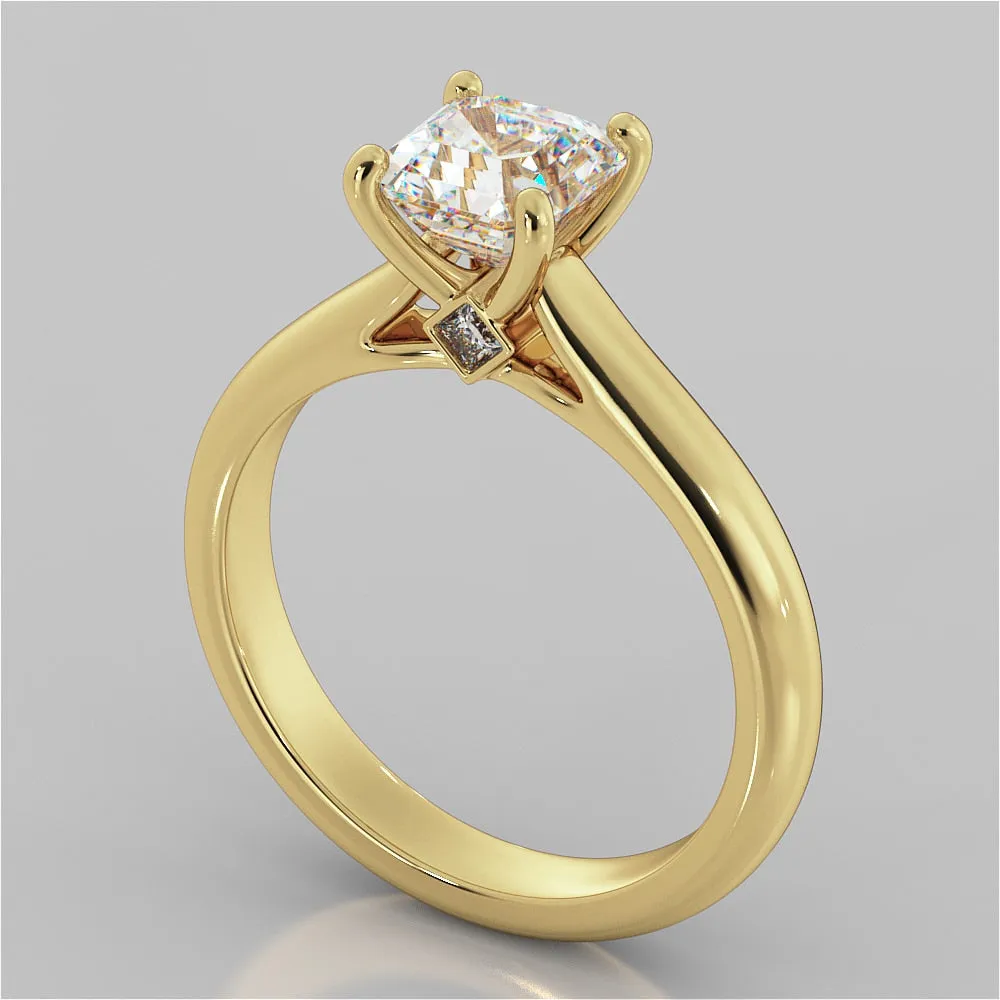 Asscher Cut Cathedral Wedding Set With 2 Matching Bands