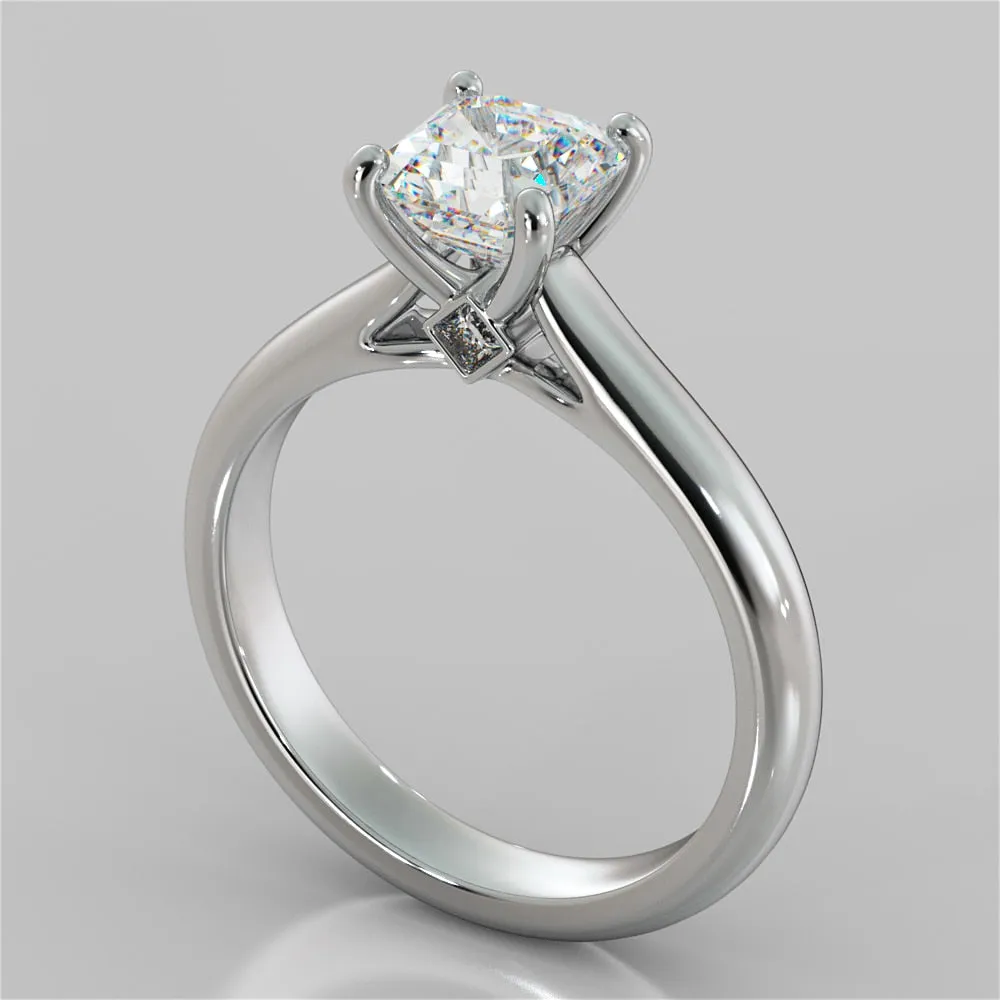 Asscher Cut Cathedral Wedding Set With 2 Matching Bands