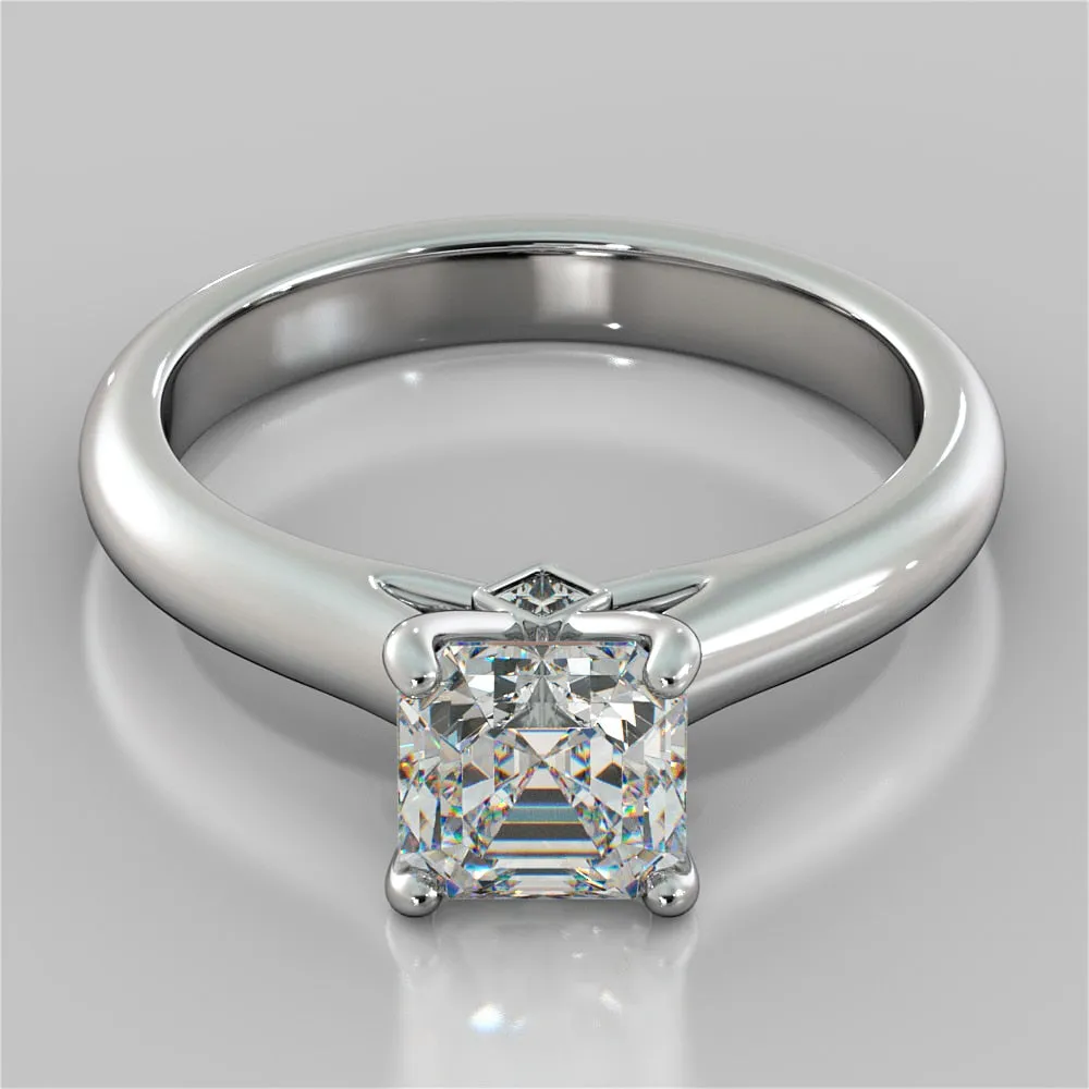 Asscher Cut Cathedral Wedding Set With 2 Matching Bands