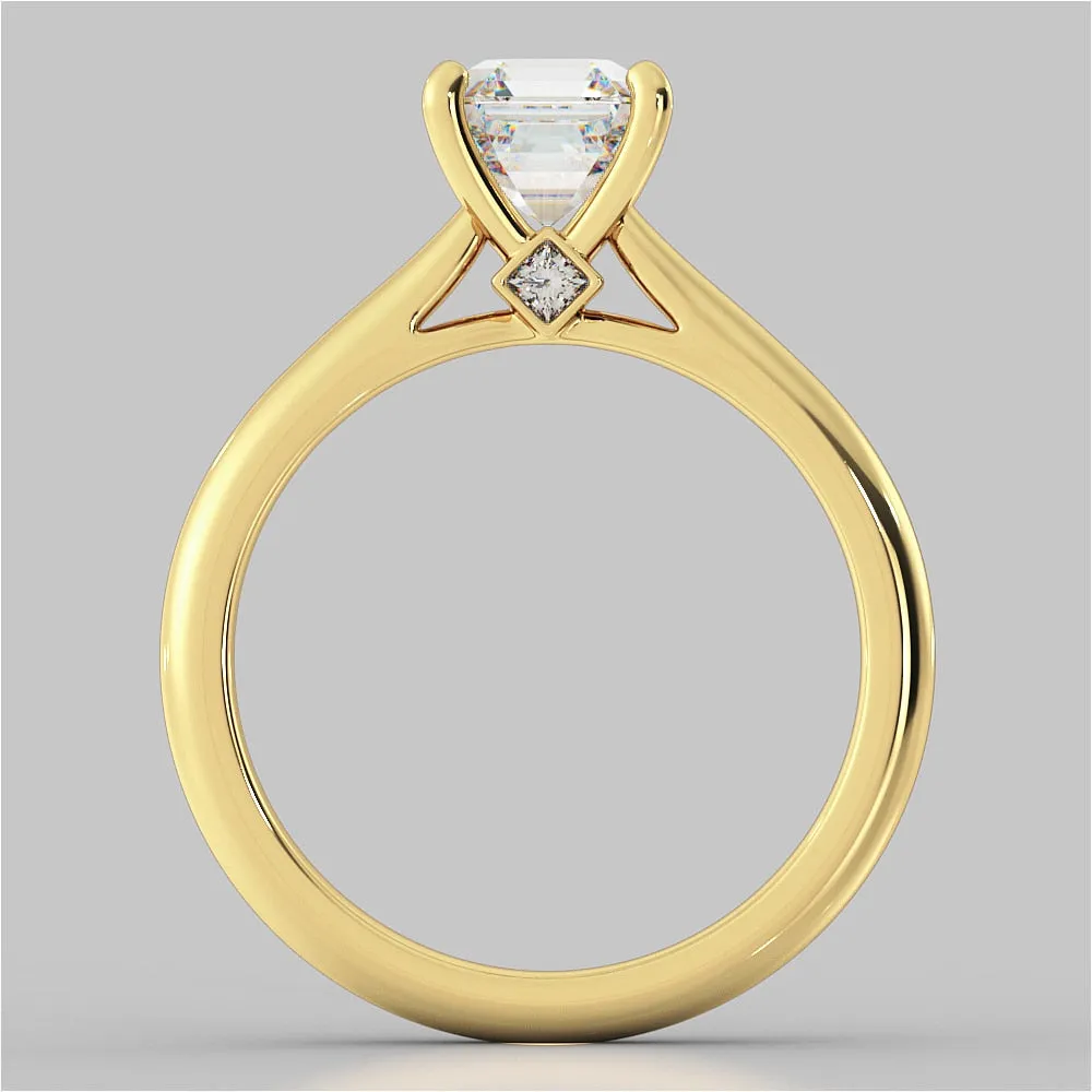 Asscher Cut Cathedral Wedding Set With 2 Matching Bands