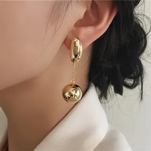 Asymmetric Long Metal Ball Drop Earrings