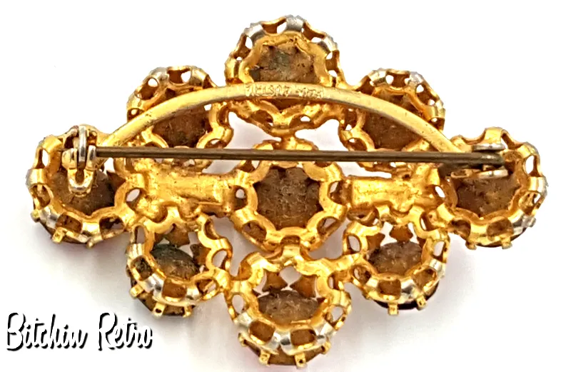 Austrian Crystal Vintage Brooch with Amazing Pink and Purple Crystals