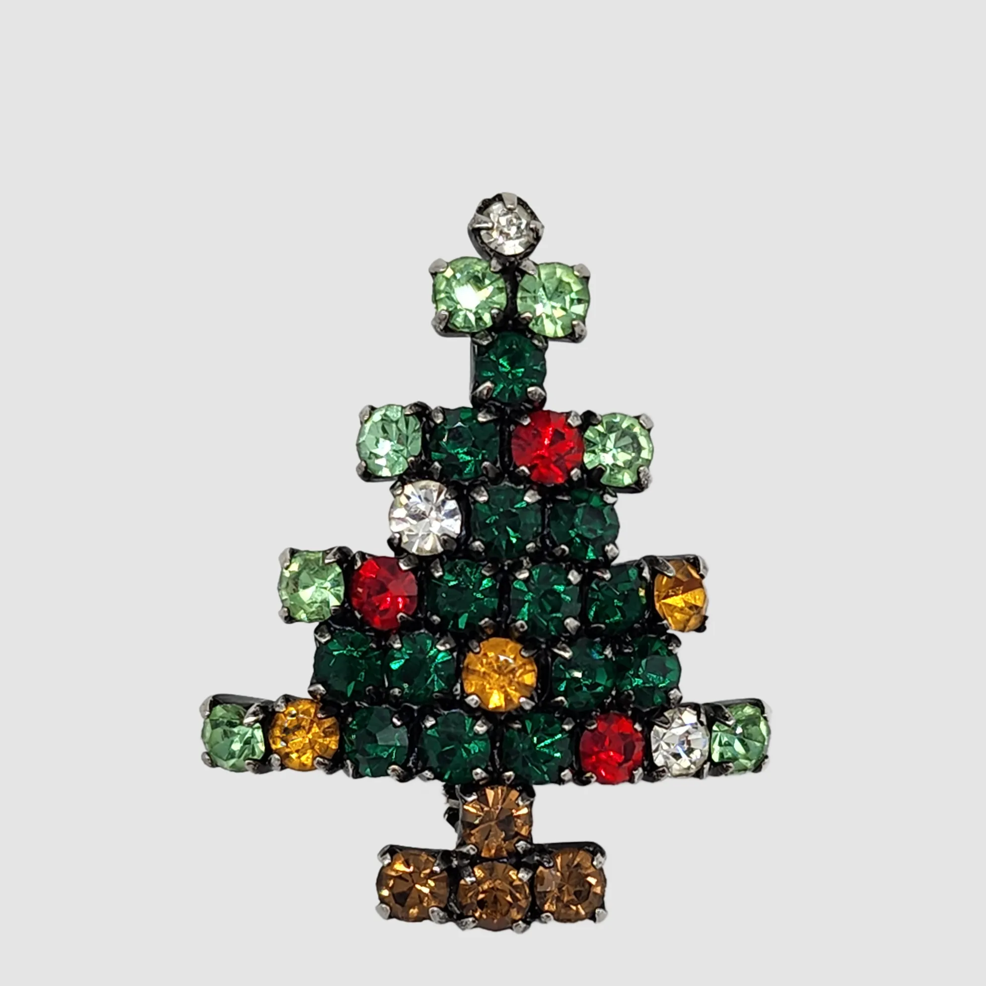 Austrian Crystal Vintage Christmas Tree Brooch