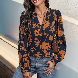Autumn Bloom Long Sleeve Floral Blouse