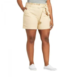 Ava & Viv Women's Plus Size Linen Blend Paperbag Waist Shorts