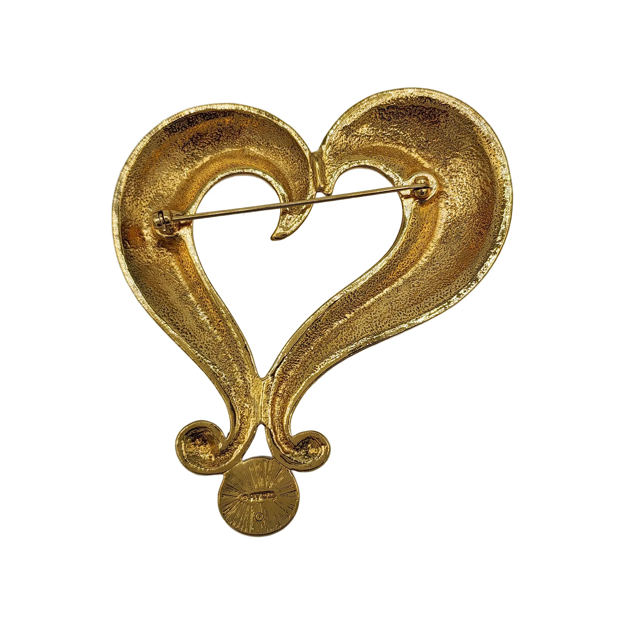 Avon Vintage Stylized Heart Brooch With Faux Pearl
