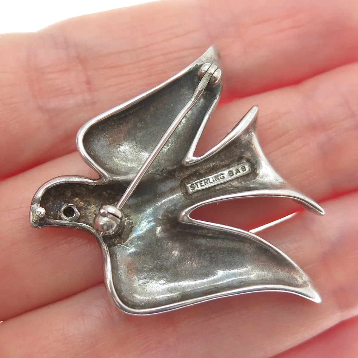 B. A. BALLOU & CO. 925 Sterling Silver Vintage Holy Spirit Oxidized Pin Brooch