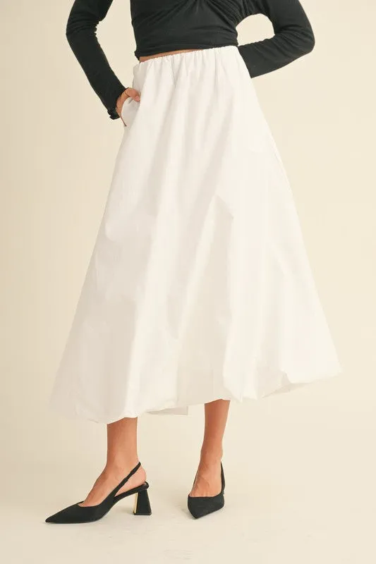 Back Elastic Waistband Maxi Bubble Skirt