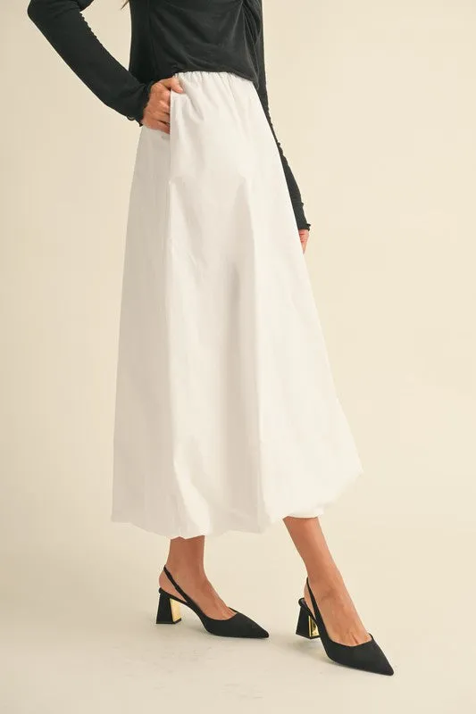 Back Elastic Waistband Maxi Bubble Skirt