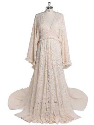 Backless Bohemian Lace Maternity Dress for Photo Shoot Adjustable Waist Maternity Gowns Baby Shower Dresses YEWEN YW220416