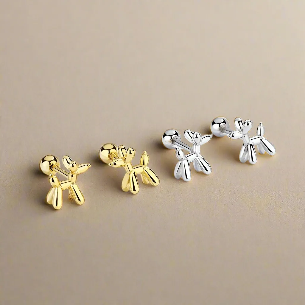 Balloon Dog Screw Stud Earrings