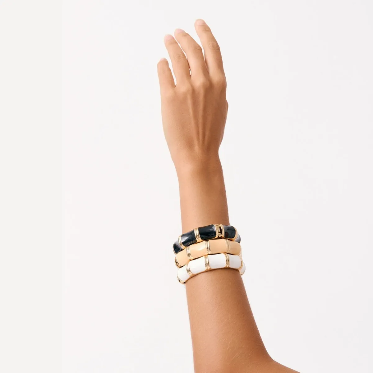 Bamboo Look Cuff Bracelet (Black/Gold)