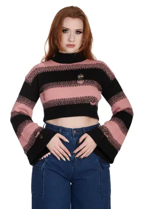 Banned Alternative Candyfloss Distressed Pullover Pink Black