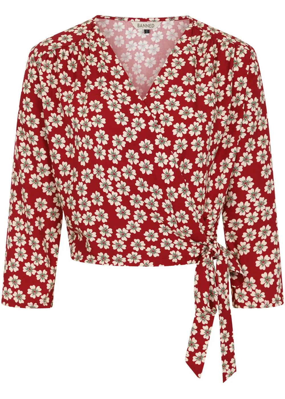 Banned Gracie Blossom 40's Wrap Blouse Red