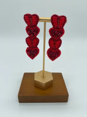Beaded Heart Drop Earrings