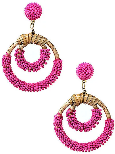 Beaded Rattan Earrings