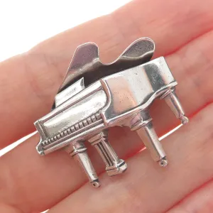 BEAU 925 Sterling Silver Vintage Grand Piano Oxidized Pin Brooch
