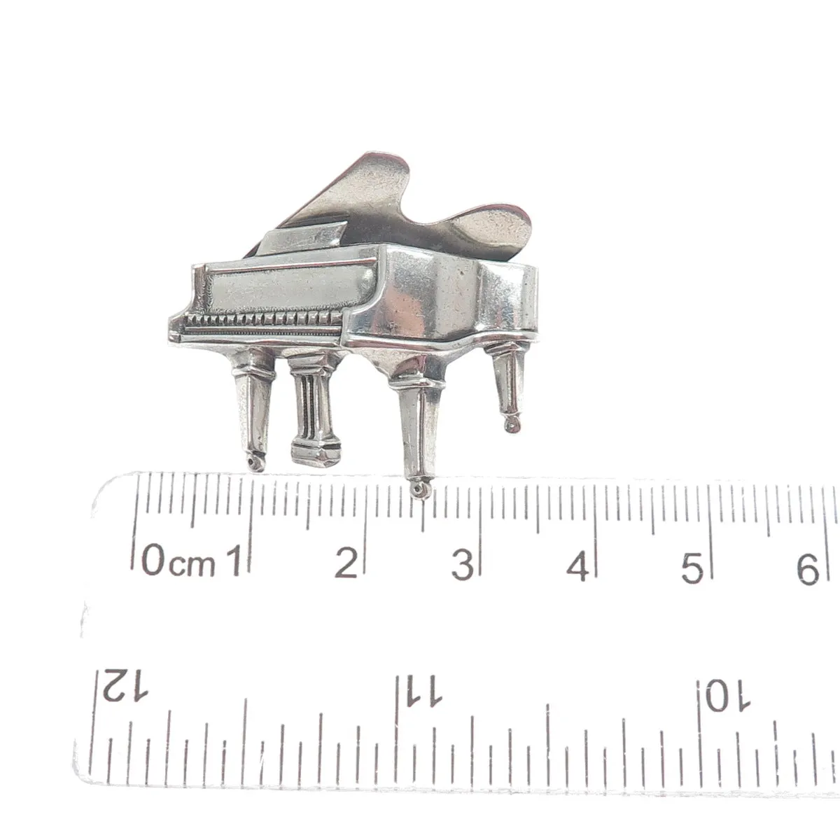 BEAU 925 Sterling Silver Vintage Grand Piano Oxidized Pin Brooch