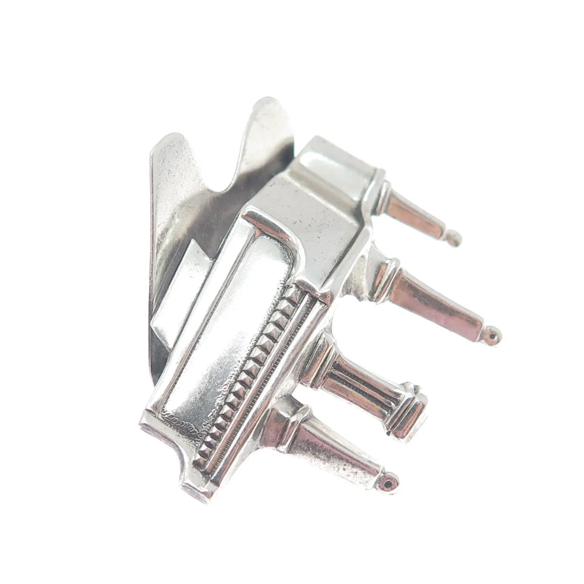 BEAU 925 Sterling Silver Vintage Grand Piano Oxidized Pin Brooch