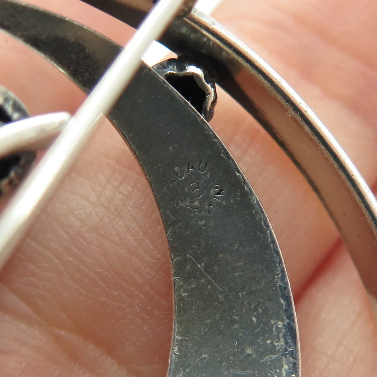 BEAU 925 Sterling Silver Vintage Modernist Pin Brooch