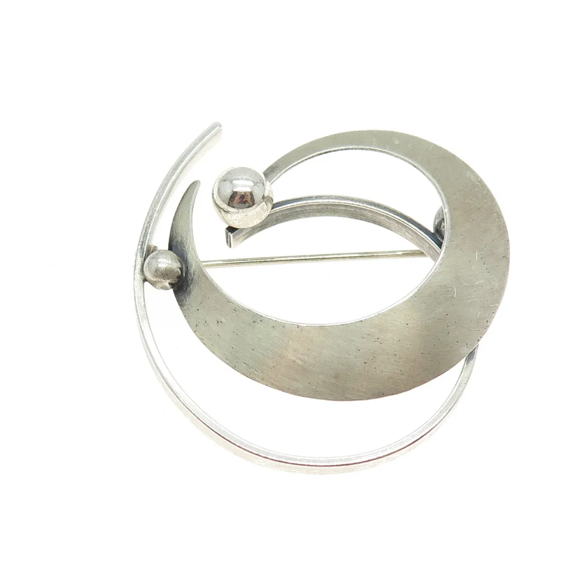 BEAU 925 Sterling Silver Vintage Modernist Pin Brooch