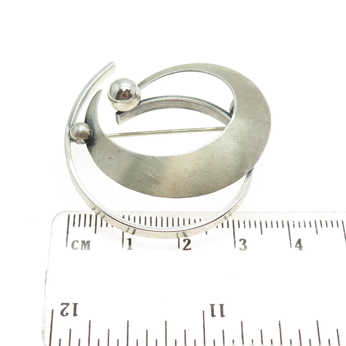 BEAU 925 Sterling Silver Vintage Modernist Pin Brooch