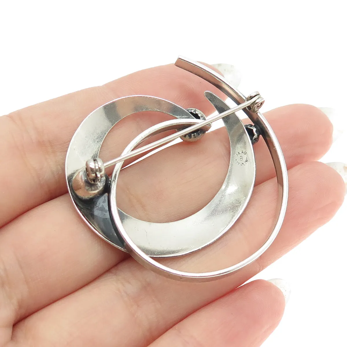 BEAU 925 Sterling Silver Vintage Modernist Pin Brooch