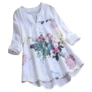 Beautiful Long Sleeve Blouses Women Floral Printing Tunic