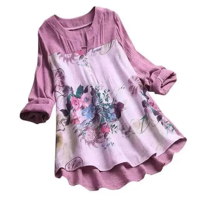 Beautiful Long Sleeve Blouses Women Floral Printing Tunic