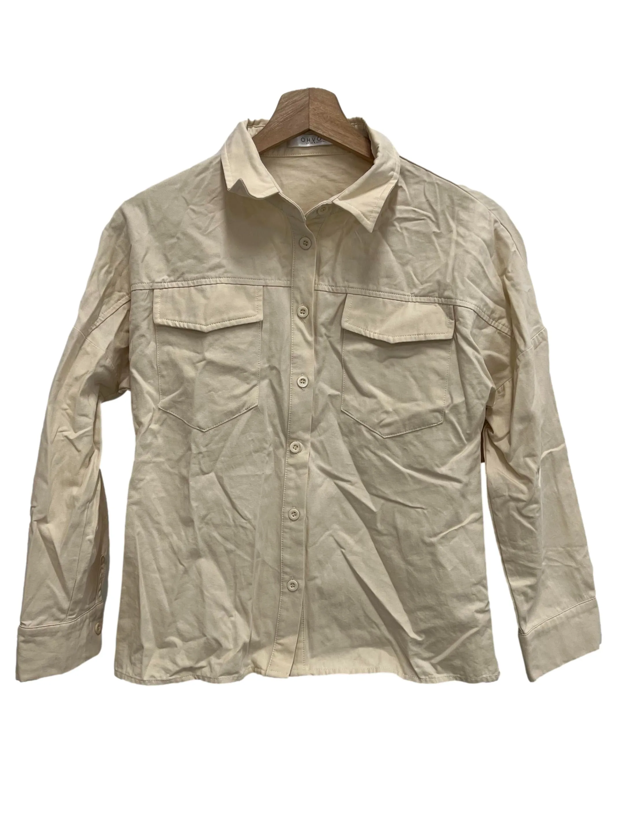 Beige Button Down Collared Shirt