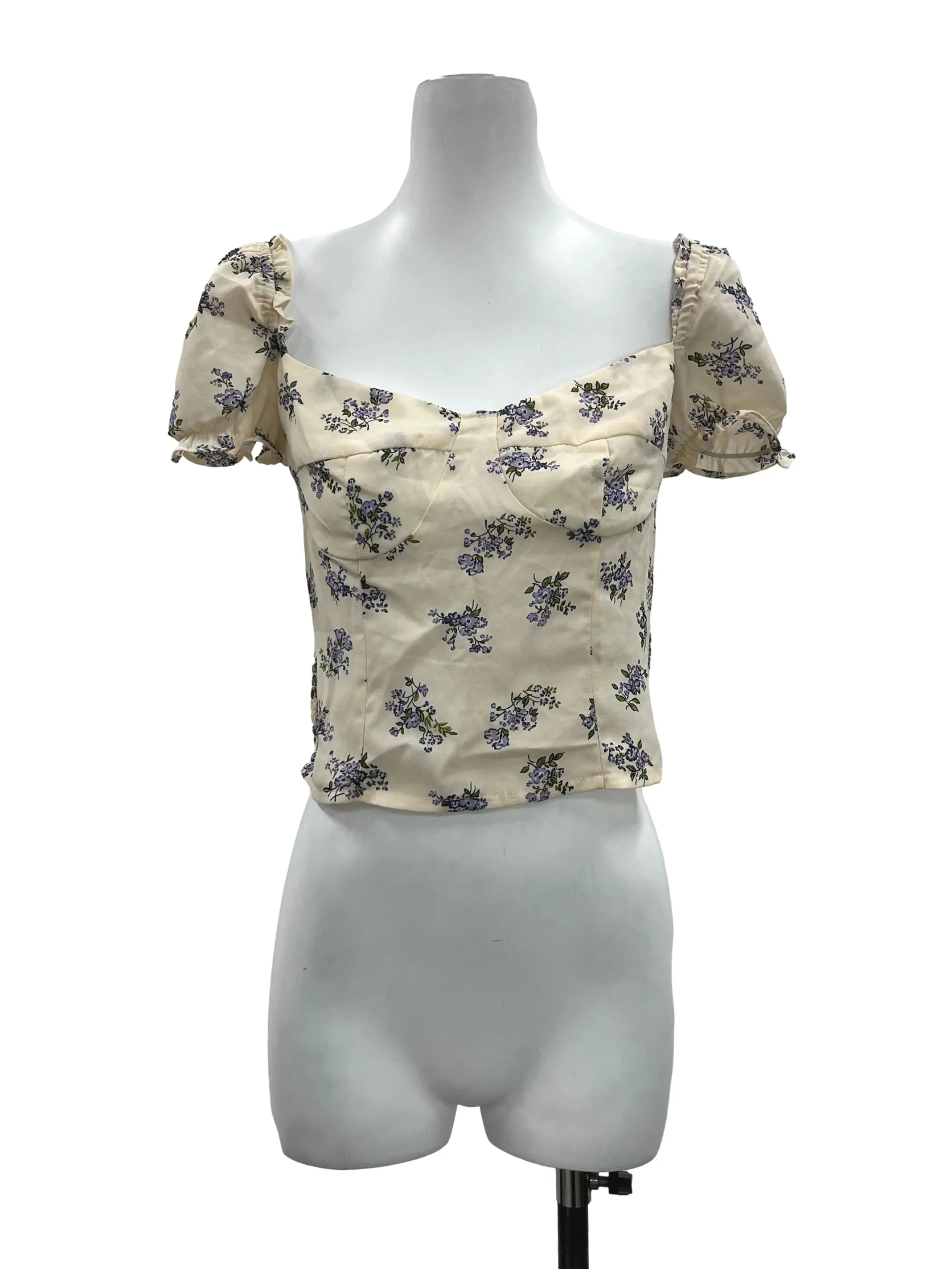 Beige Floral Off-Shoulder Top