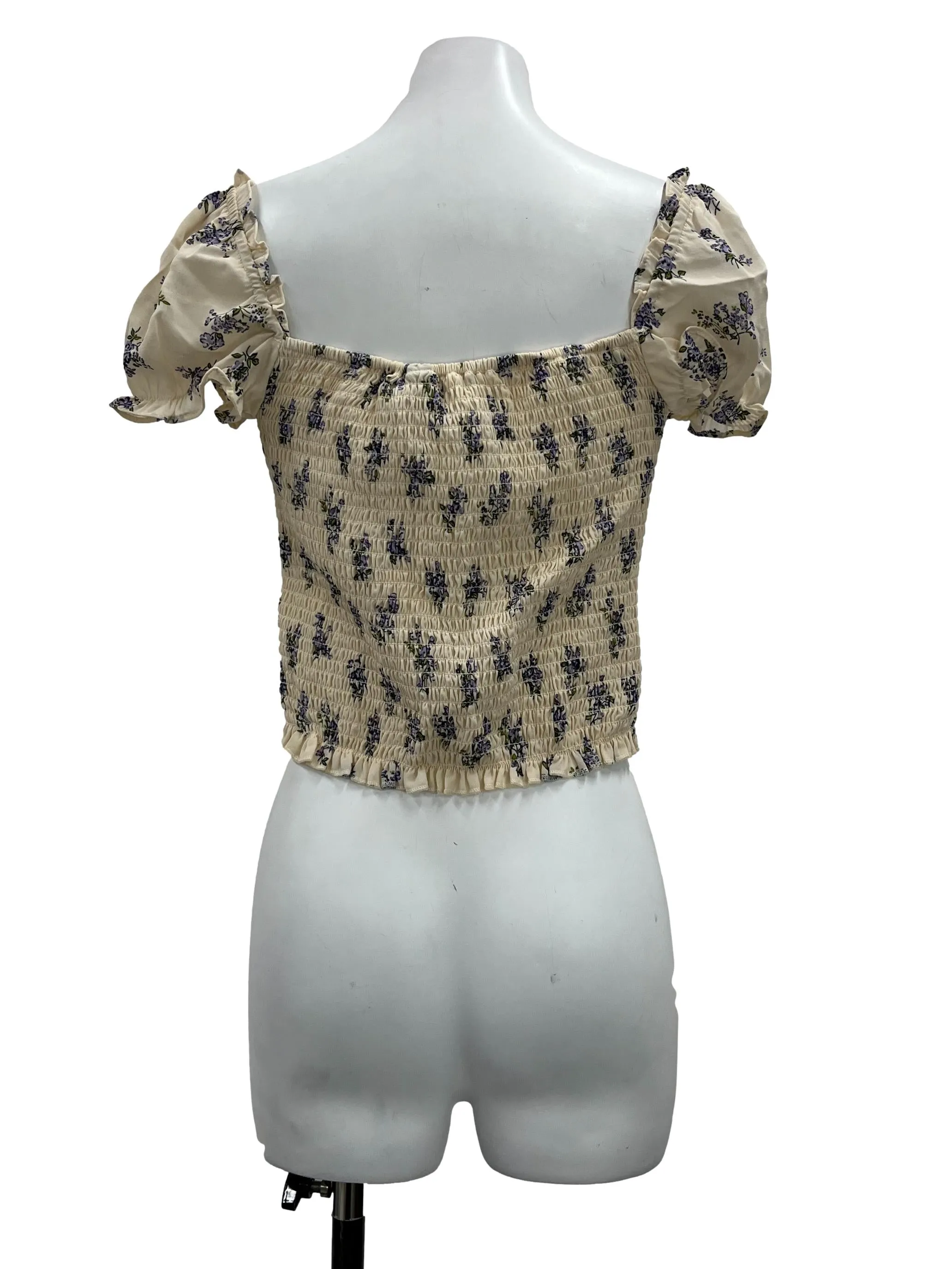 Beige Floral Off-Shoulder Top