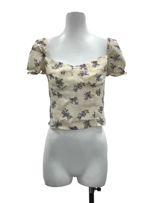 Beige Floral Off-Shoulder Top