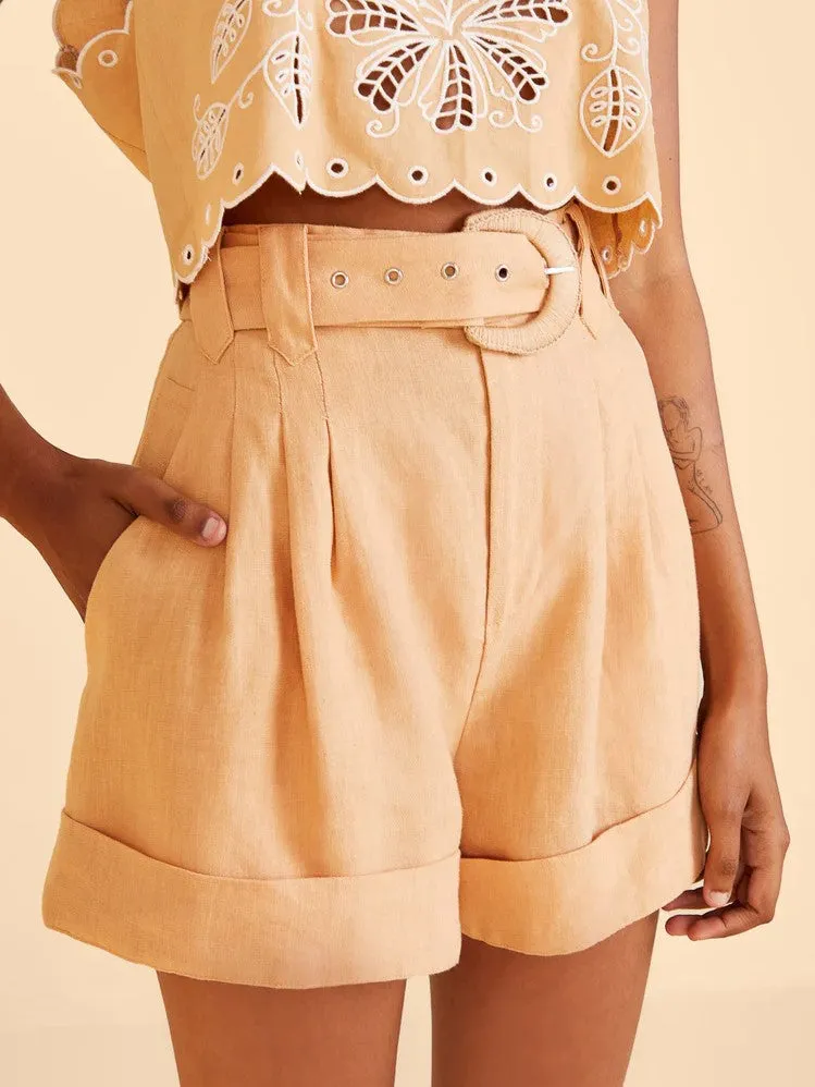Beige Tailored Shorts