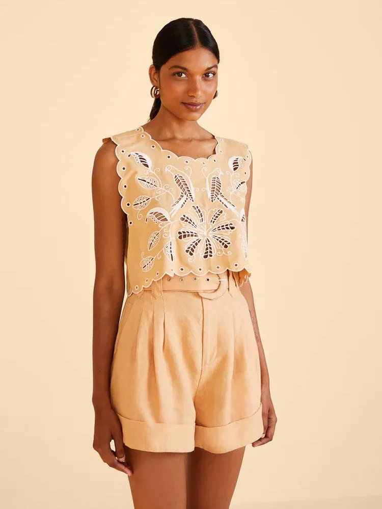 Beige Tailored Shorts