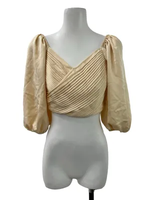Beige V Wrap Blouse