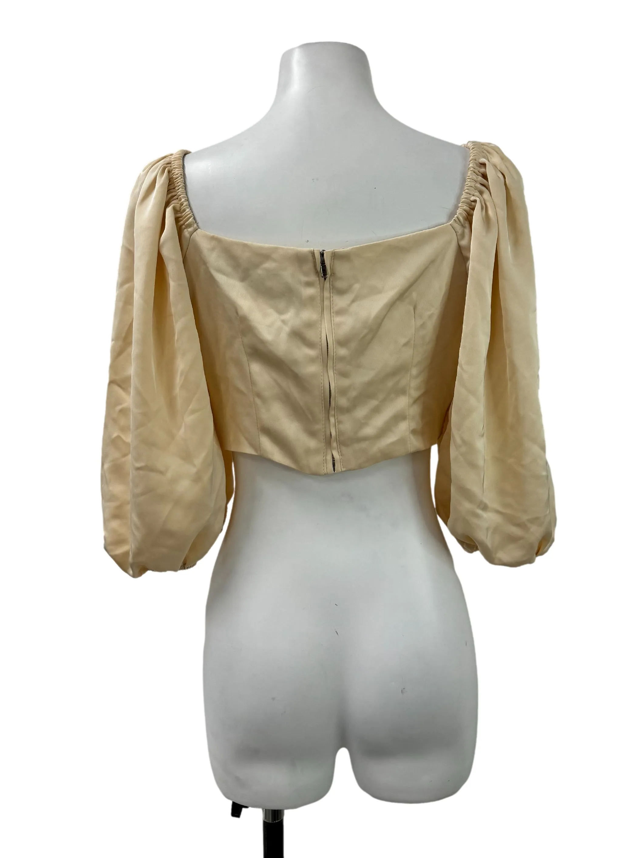 Beige V Wrap Blouse
